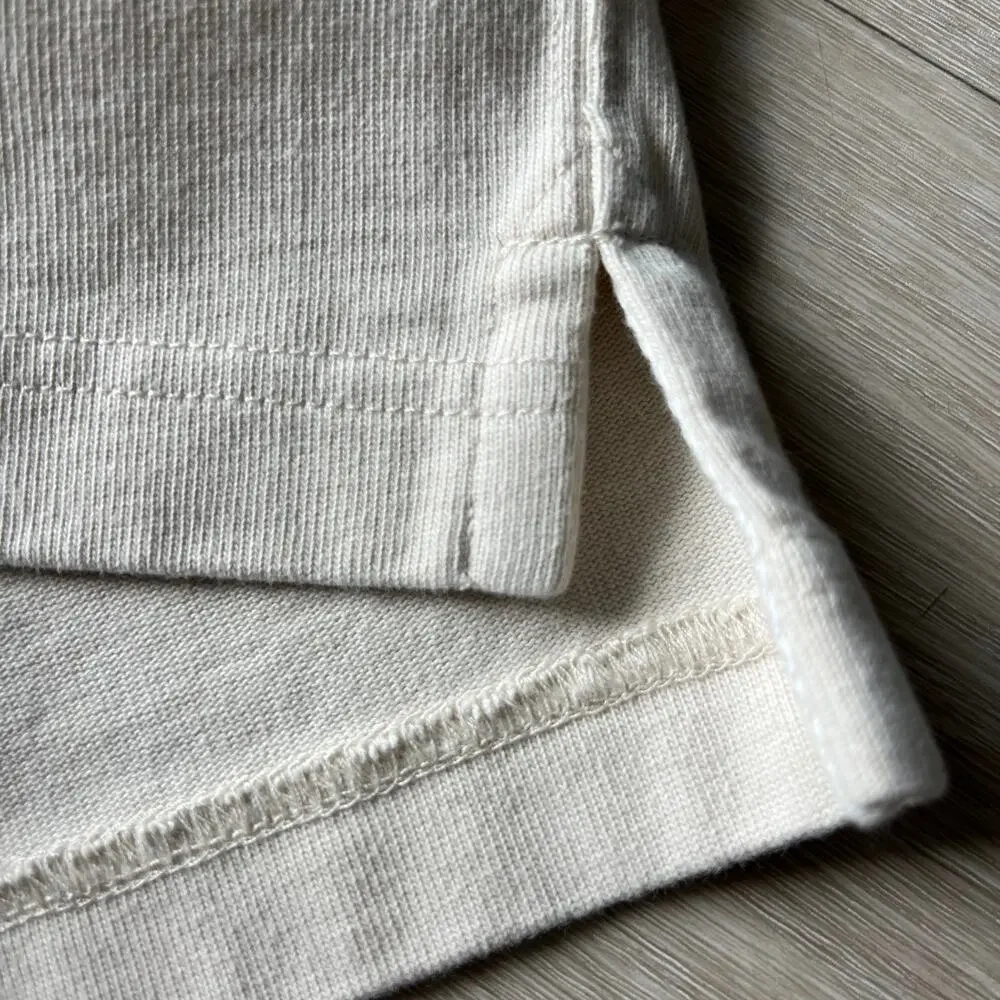 J Crew Rugby Shirt With Striped Placket Mens Large Natural